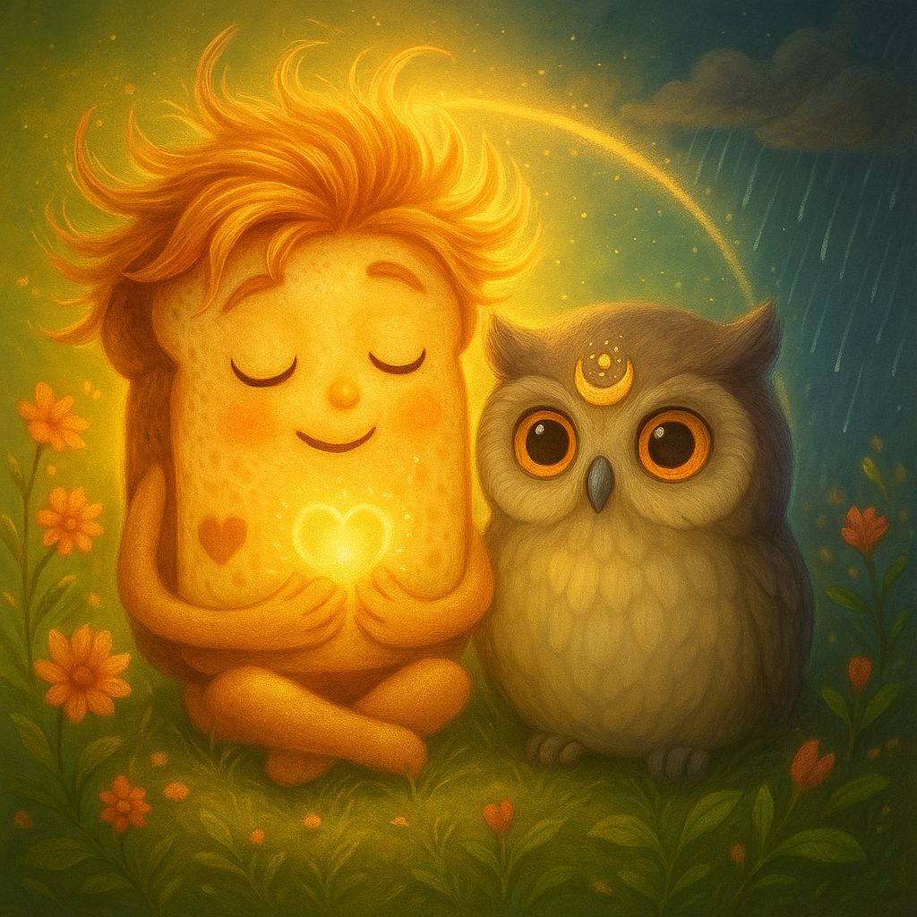 Crumbelina breathing with the Earth—flowers and storm uniting